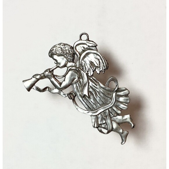 Vintage Seagull Pewter Canada Angel With Trumpet Ornament Christmas Holiday 80s - Picture 4 of 5